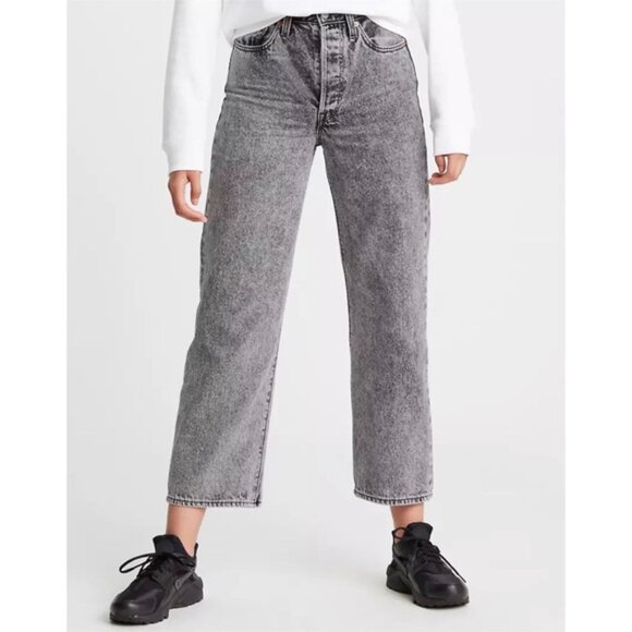 Levi's Ribcage High Rise Straight Leg Ankle Grey Wash Jeans - Picture 7 of 16